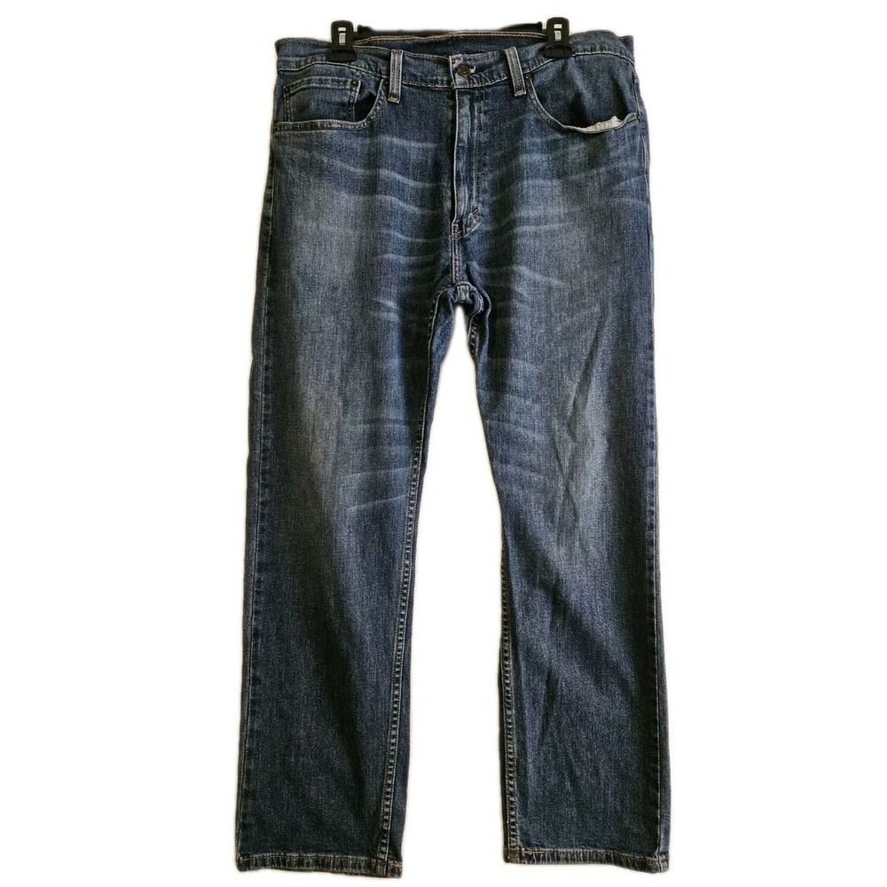 Levis Jeans Mens 36x30 Blue 505 Regular Fit Straight Leg‎ Medium Wash Denim